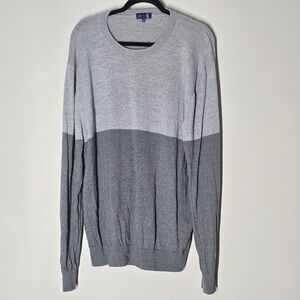 Stitch Golf Sweater Mens 2XL Italian Merino Wool Pullover Luxury Knit Gray